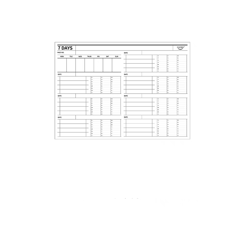 IPLAYBOX 7 Days Sheet Notepad