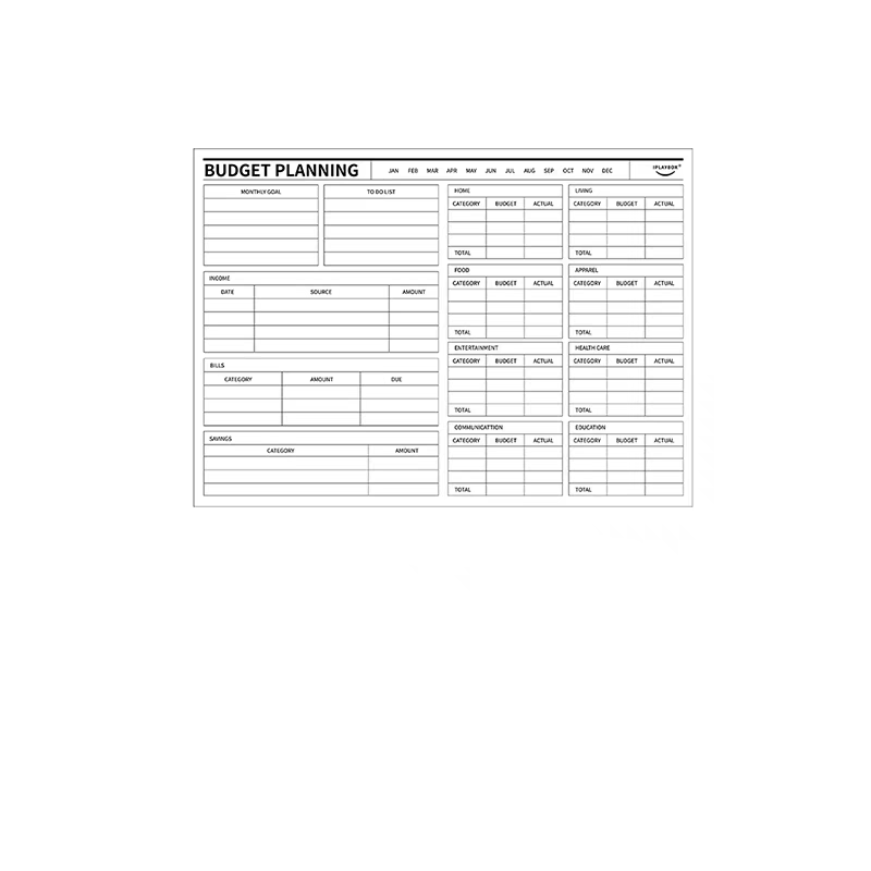 IPLAYBOX Budget Planning Sheet Notepad